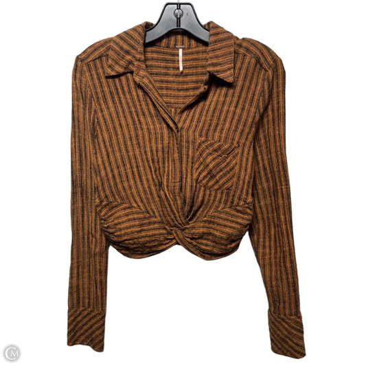 Cropped Top Long Sleeve By Free People In Striped Pattern, Size: Xs