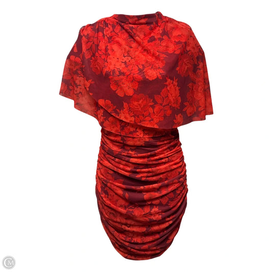 Mesh Ruched Dress Casual Short By BHLDN In Floral Print, Size: S