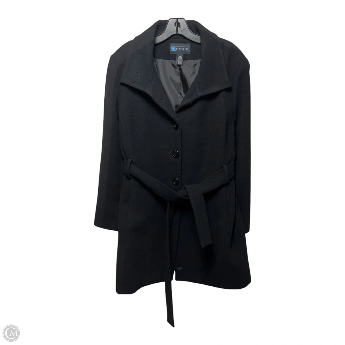 Coat Wool Blend  By Relativity In Black, Size: L