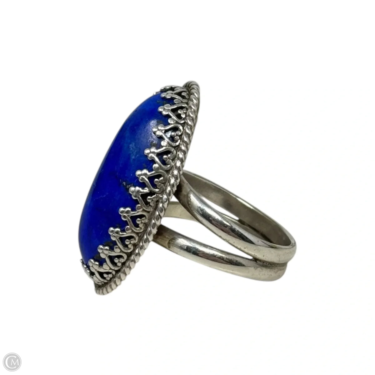 Lapis Bezel Set Sterling Silver Statement Ring Stamped CES, Size: 8