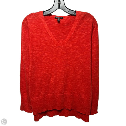 Organic Cotton & Linen Blend Sweater By Eileen Fisher In Orange, Size: Xs
