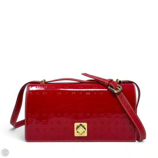Made in Italy Patent Leather Flap Over Crossbody Bag By Arcadia, Size: Medium