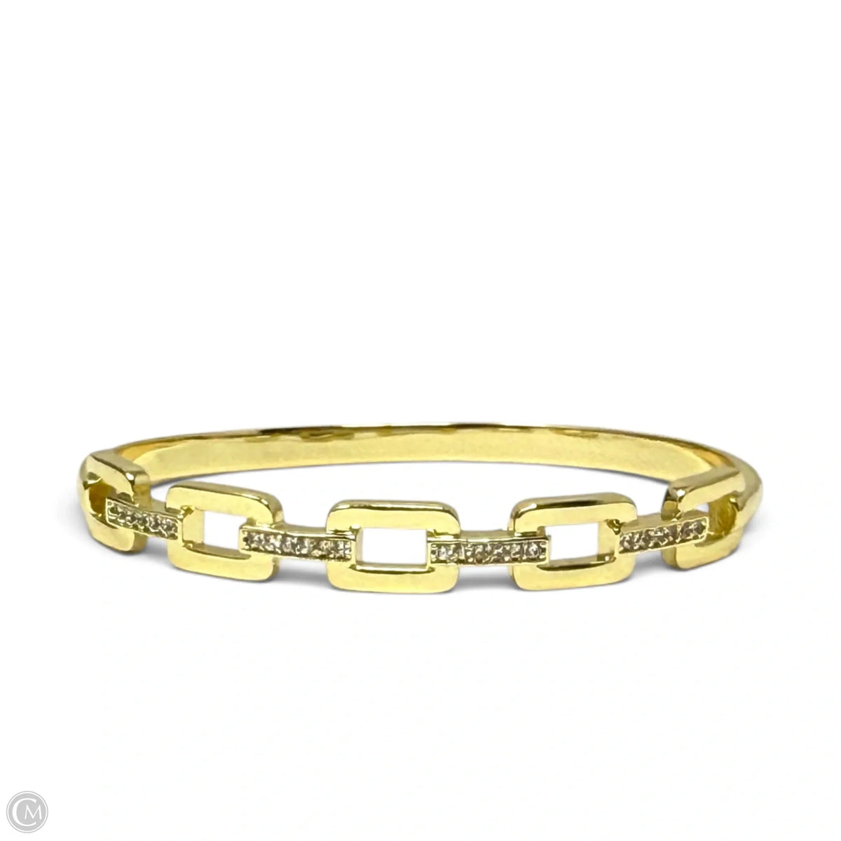 Gold Tone Pave Link Bangle Bracelet