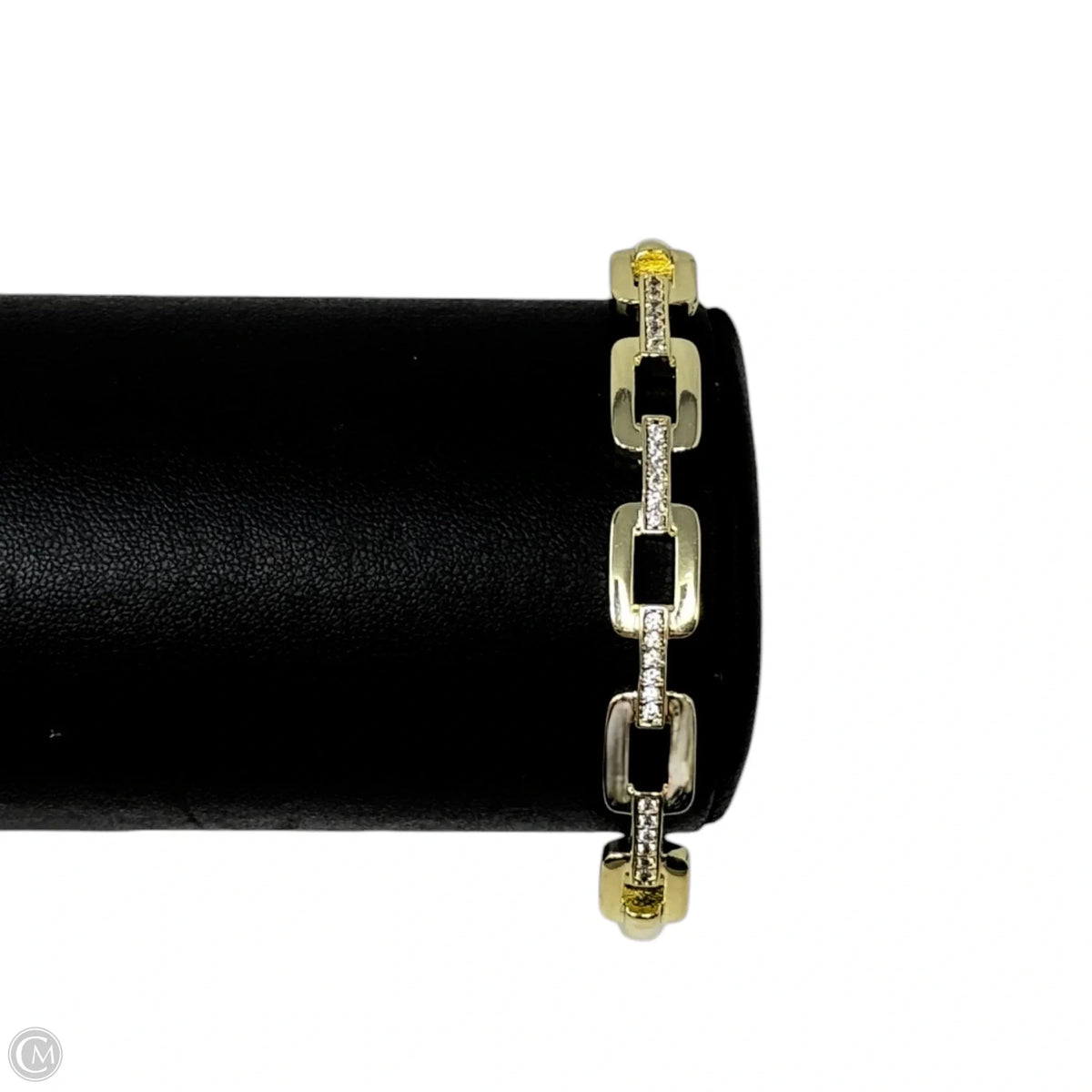 Gold Tone Pave Link Bangle Bracelet