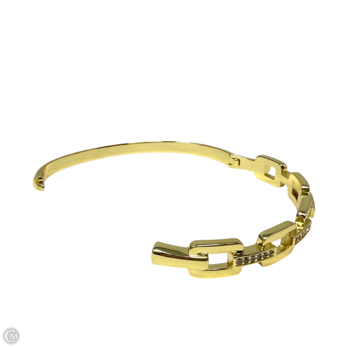 Gold Tone Pave Link Bangle Bracelet