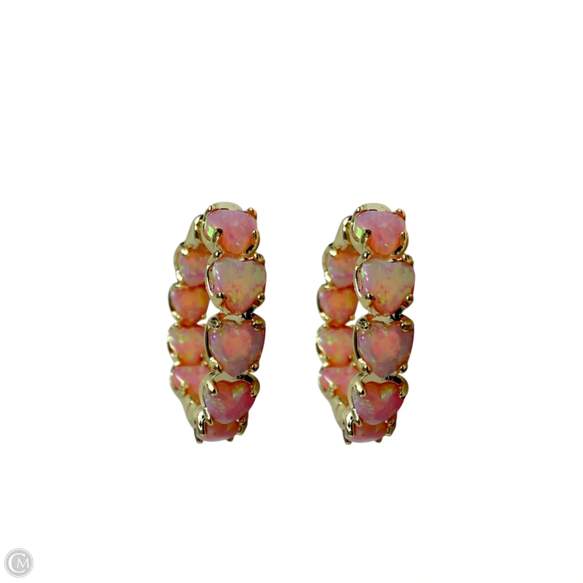 Pink Opal Hoop Earrings