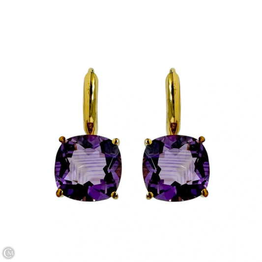 Brass & Purple Gem Drop Earrings By YS India