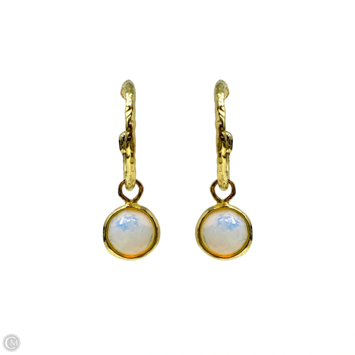 Hammered Gold Over Sterling Silver Moonstone Drop Earrings