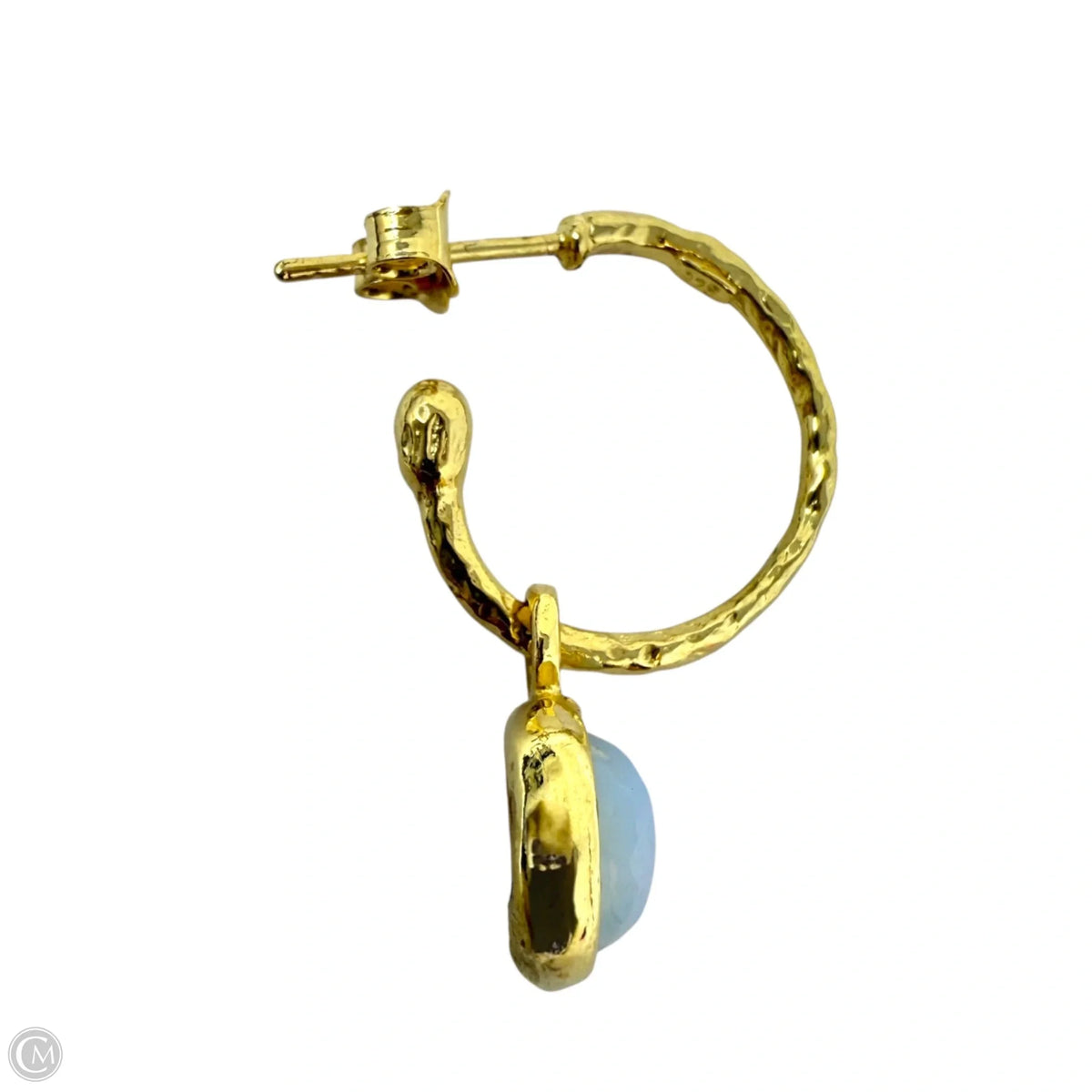 Hammered Gold Over Sterling Silver Moonstone Drop Earrings