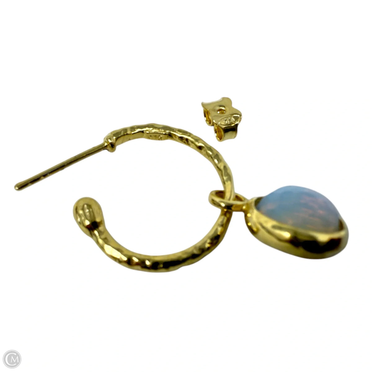Hammered Gold Over Sterling Silver Moonstone Drop Earrings