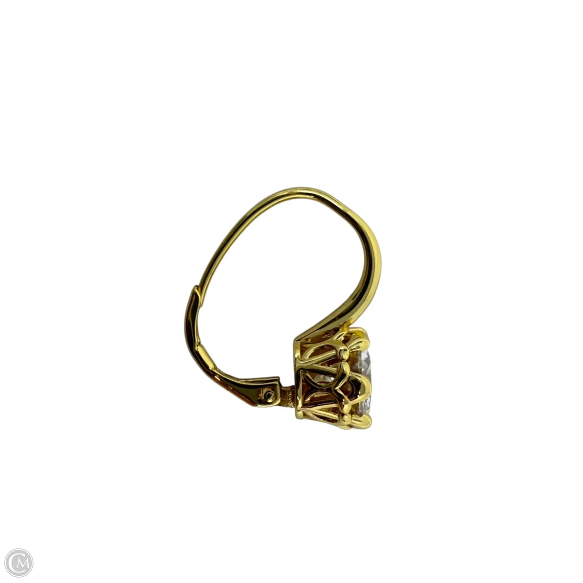 Brass & CZ Solitaire Drop Earrings By PAJ