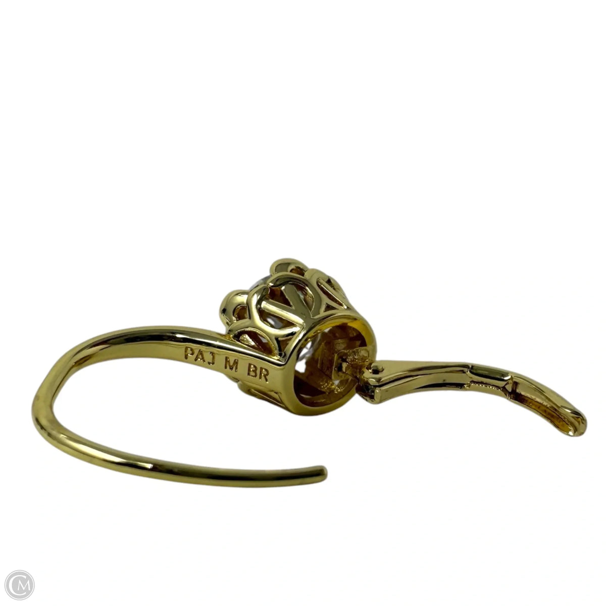 Brass & CZ Solitaire Drop Earrings By PAJ