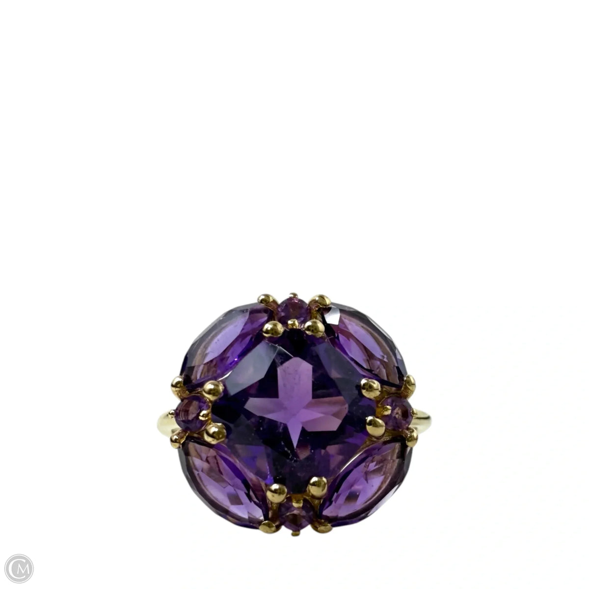 Brass & Purple Gem Statement Ring By YS India, Size: 8