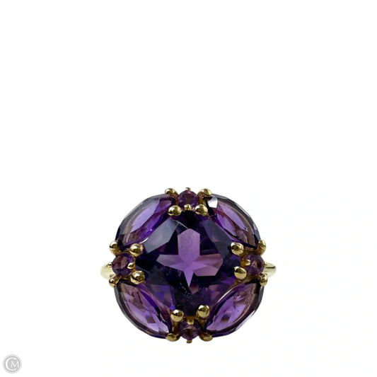 Brass & Purple Gem Statement Ring By YS India, Size: 8