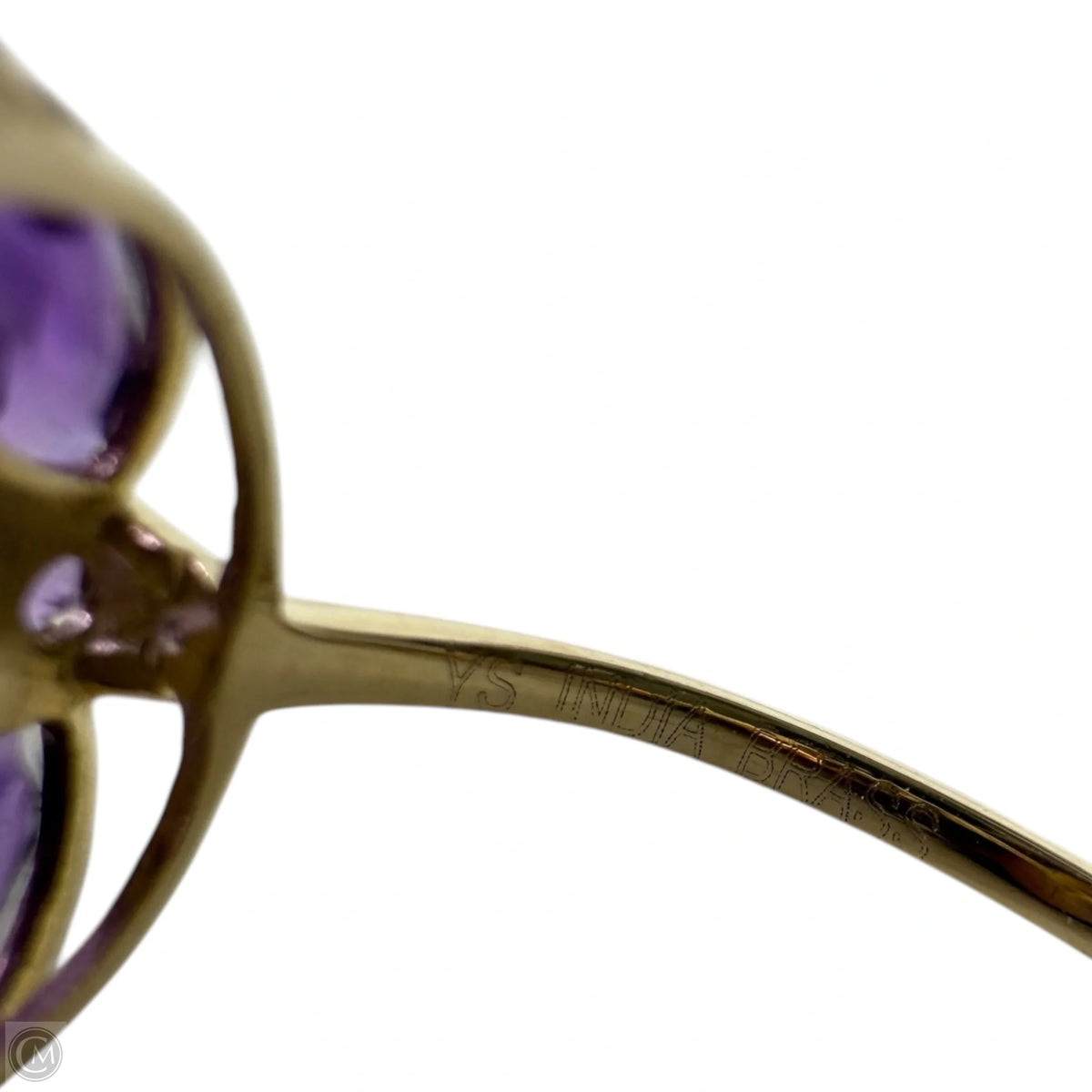 Brass & Purple Gem Statement Ring By YS India, Size: 8