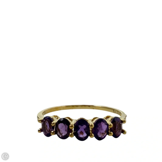 Brass & 5 Stone Purple Gem Statement Ring By YS India, Size: 8