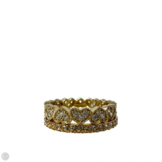 Vermeil CZ Heart & Pavé Stackable Eternity Band Ring Set, Size: 02 Piece Set