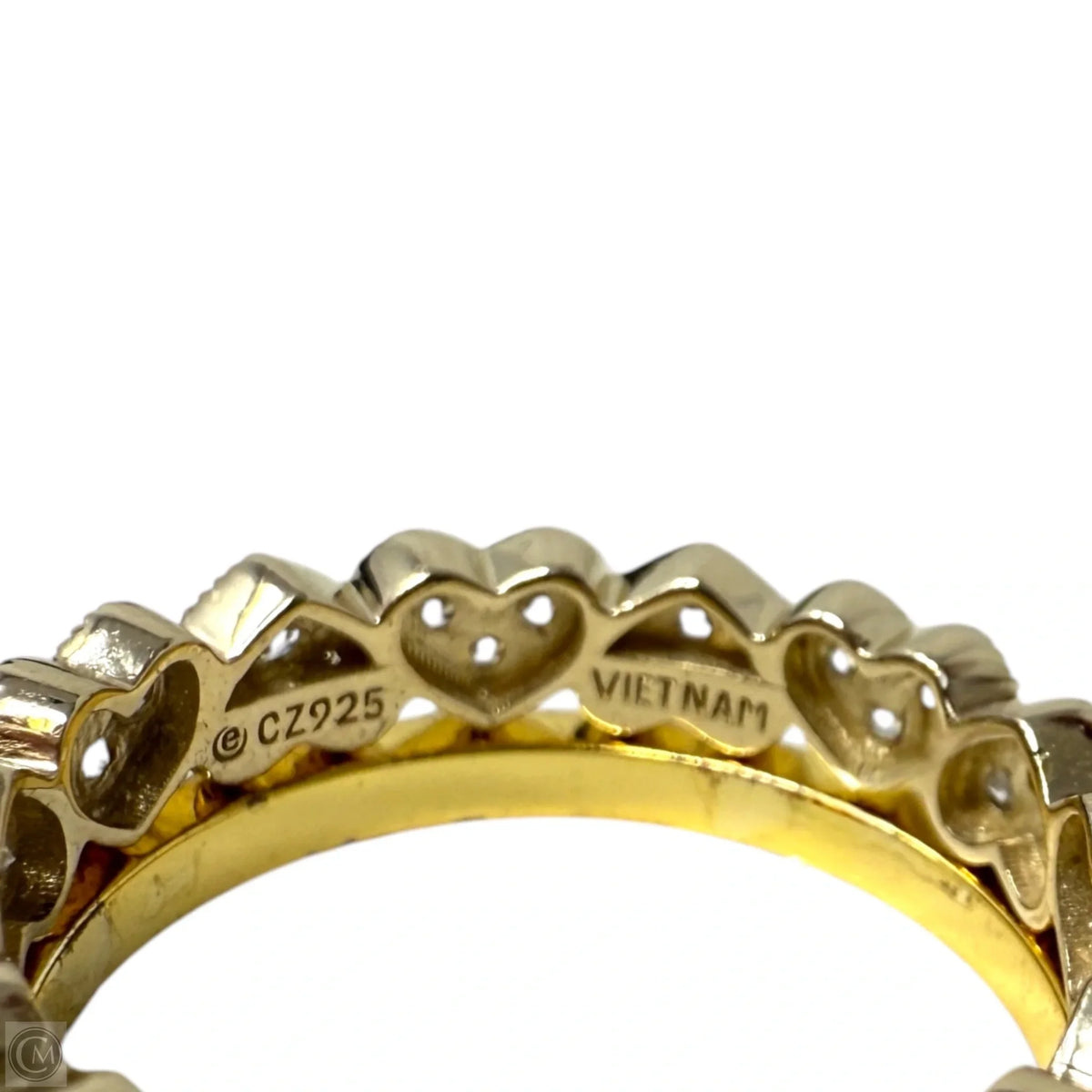 Vermeil CZ Heart & Pavé Stackable Eternity Band Ring Set, Size: 02 Piece Set