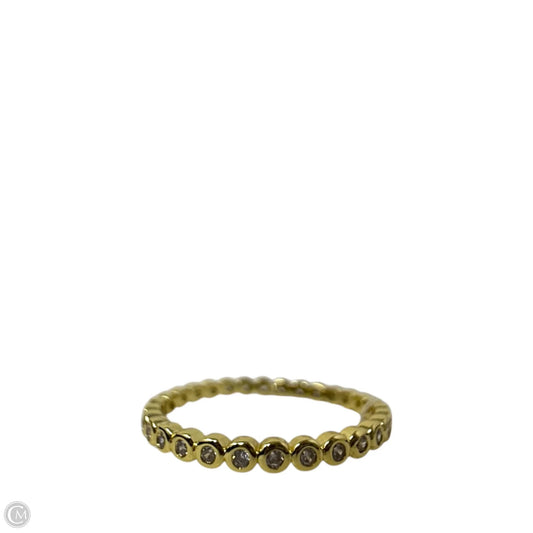 Gold Tone Bezel Set Clear Stone Eternity Stacking Band Ring , Size: 8