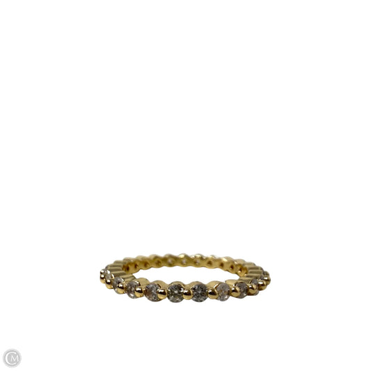 Gold Tone & Clear Stone Eternity Band Ring, Size: 7
