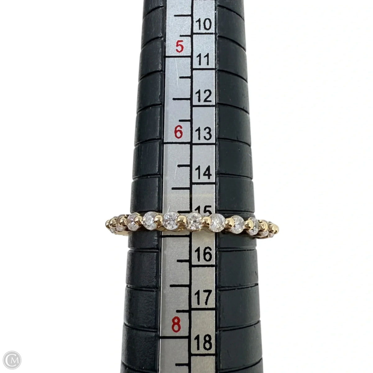 Gold Tone & Clear Stone Eternity Band Ring, Size: 7