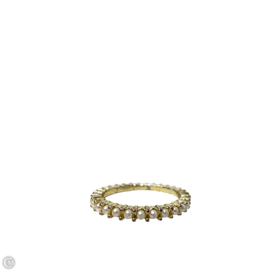 Gold Tone & Faux Pearl  Band Ring, Size: 6.5