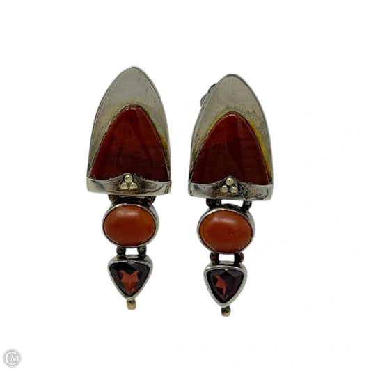 Red Stone Clip Earrings