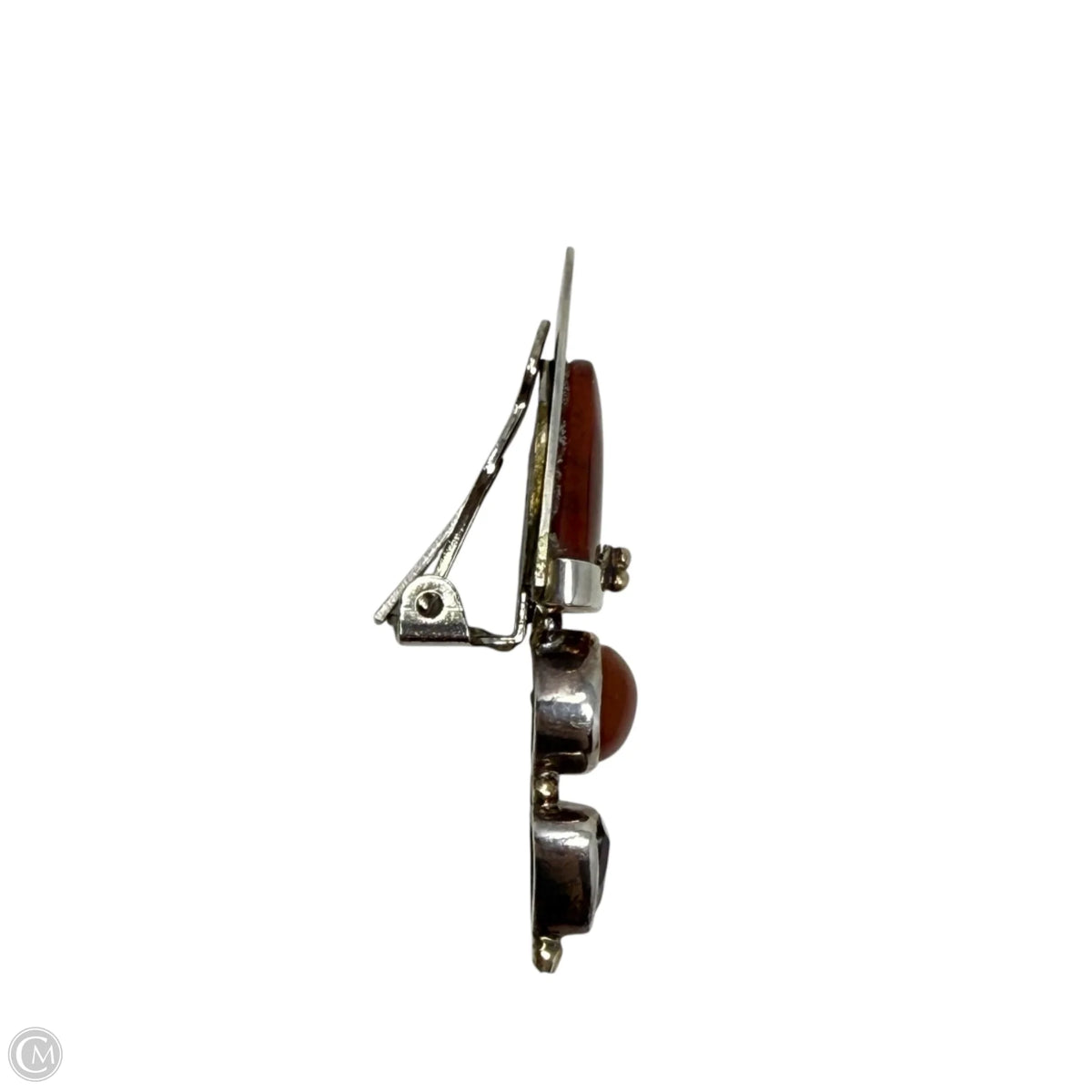 Red Stone Clip Earrings