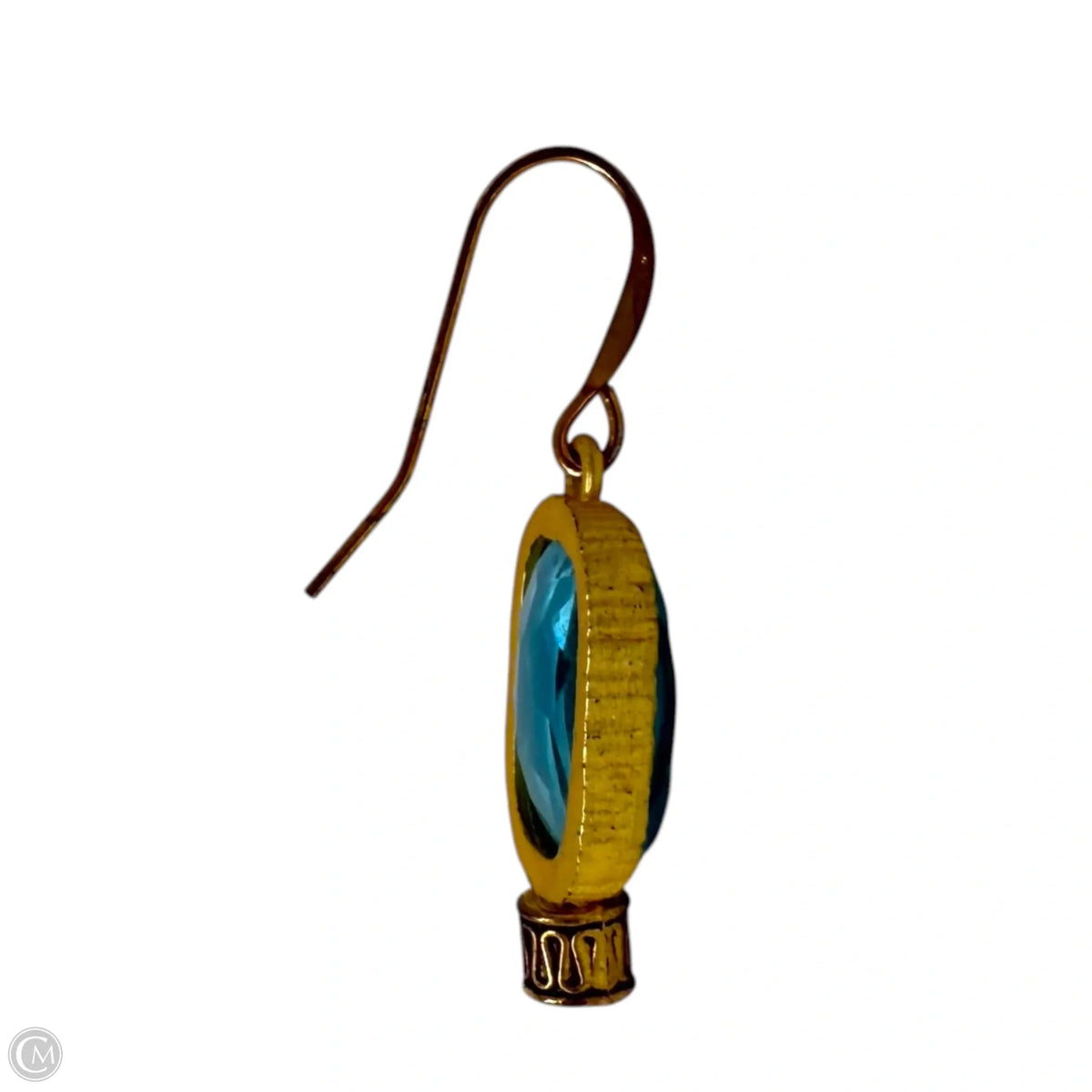 18k Gold Over Sterling Silver & Blue Gem Dangle Earrings
