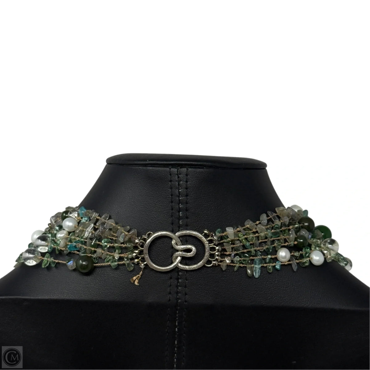 Pearl & Green Stone Beaded Layered Necklace