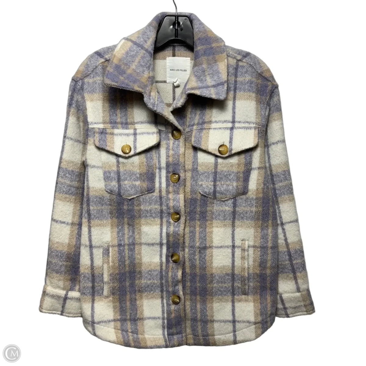 Jacket Shirt By Avec Les Filles In Plaid Pattern, Size: Xs