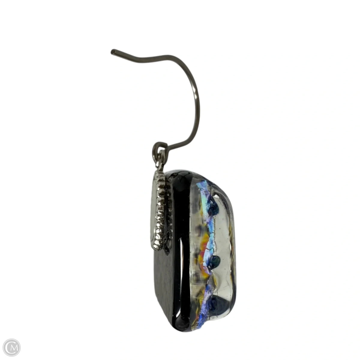 Blue Dichroic Glass Dangle Earrings