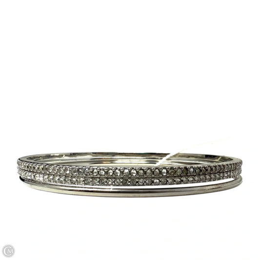 Silver Pavé Bangle Bracelet Set Designer By Kate Spade, Size: 03 Piece Set