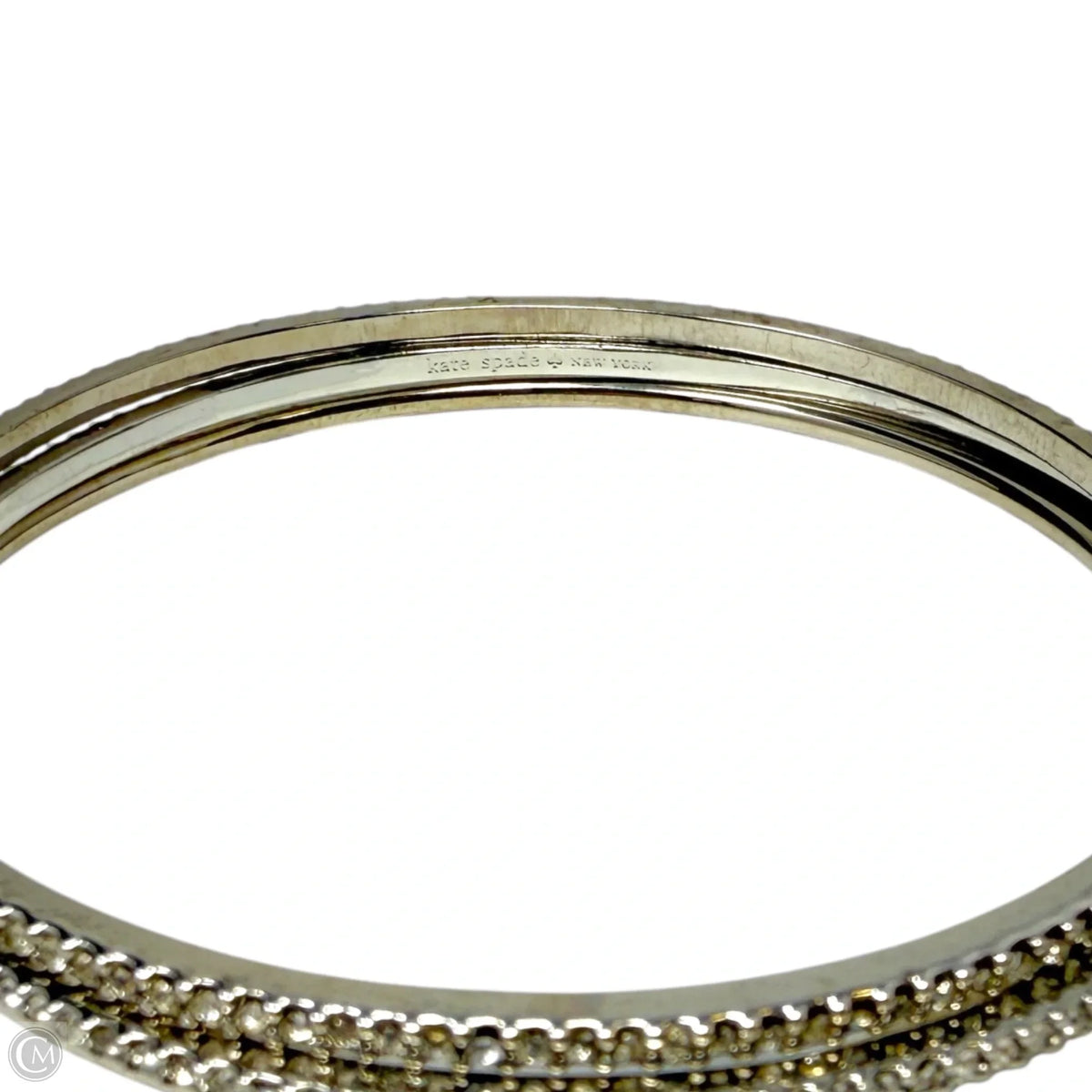 Silver Tone Pavé Bangle Bracelet Set Designer By Kate Spade, Size: 03 Piece Set