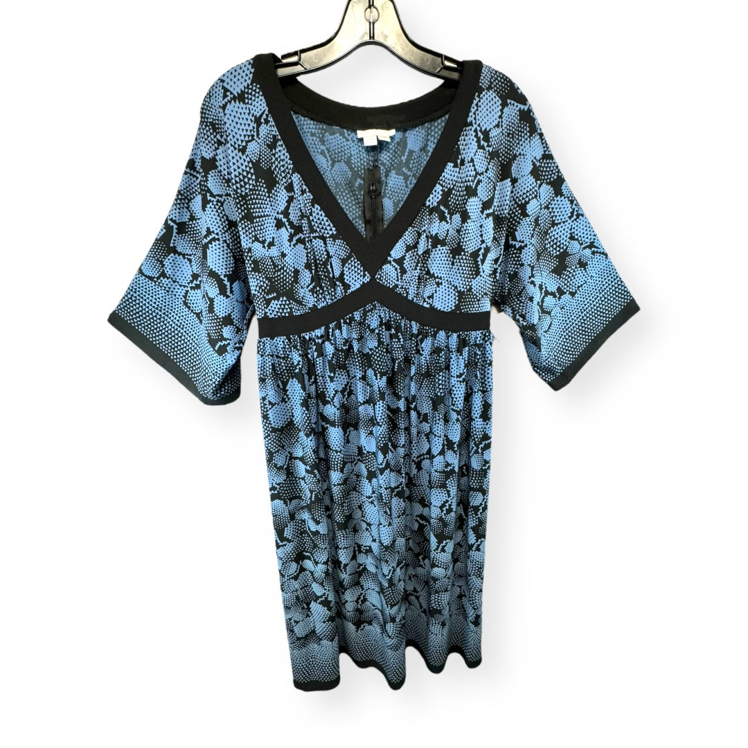 Blue Black Dress Casual Midi London Times, Size 8