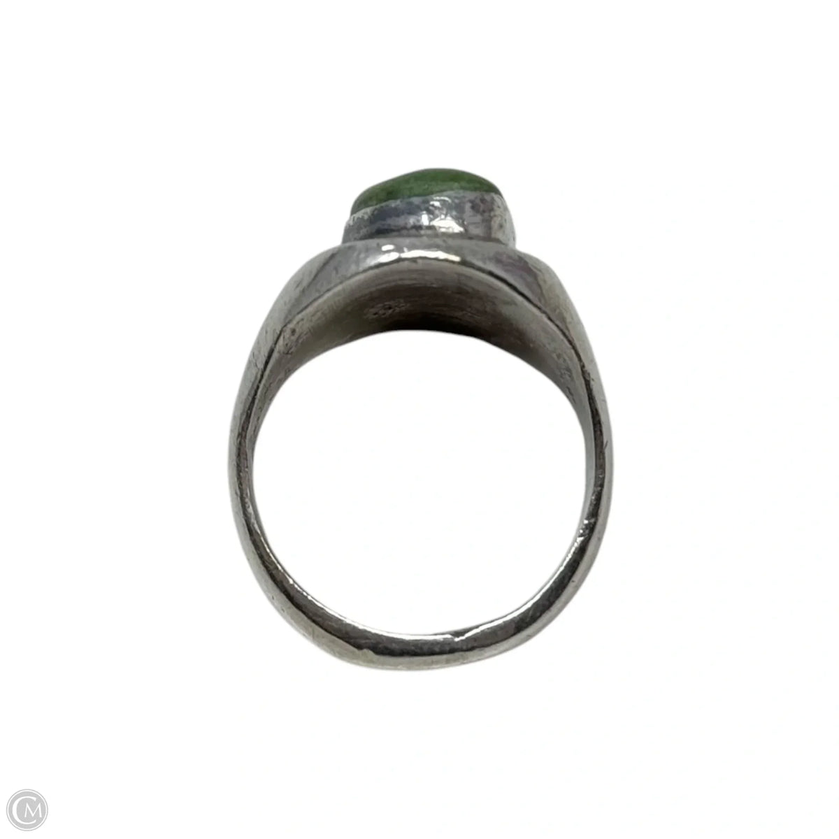 Vintage Chunky Green Cabachon Ring, Size: 10