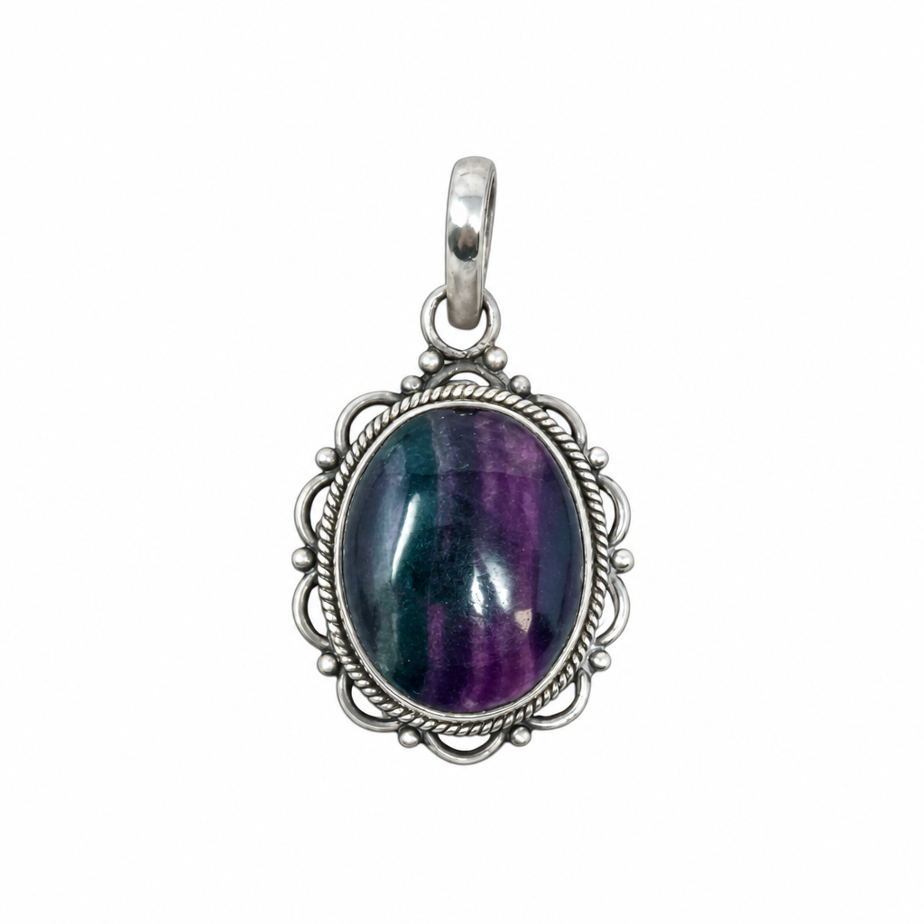 Purple Cabachon Sterling Silver Pendant