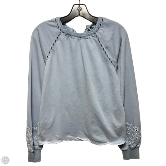 Eyelet Tie Back Top Long Sleeve By Anthropologie In Blue, Size: M