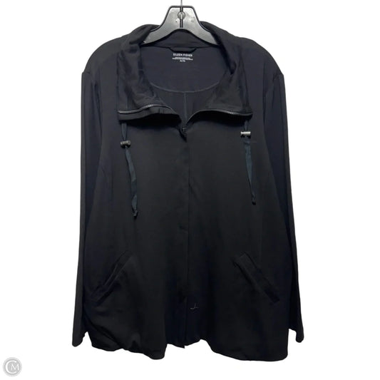 Quarter Zip Organic Cotton Sweatshirt Collar By Eileen Fisher In Black, Size: Xl