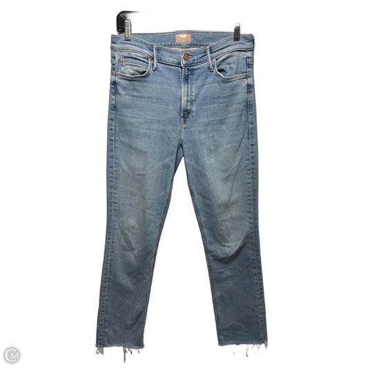 Mid Rise Dazzler Ankle Fray Jeans Designer By Mother In Blue Denim, Size: 8/29