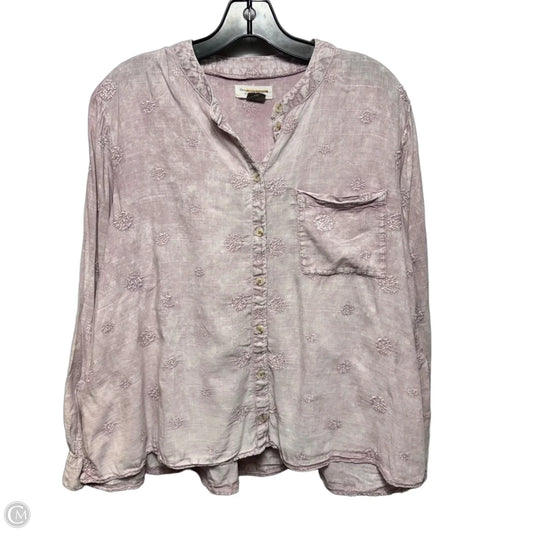 Embroidered Top Long Sleeve By Pilcro In Purple, Size: M