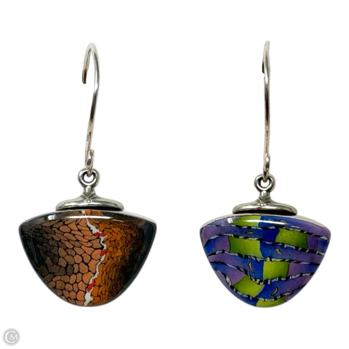 Reversible Glass & Sterling Silver Dangle Earrings