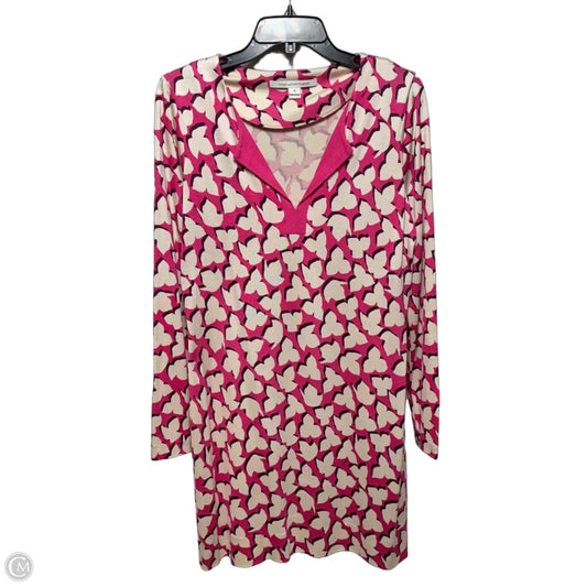 Reina Silk Jersey Midi Dress Designer By Diane Von Furstenberg In Pink & White, Size: 10