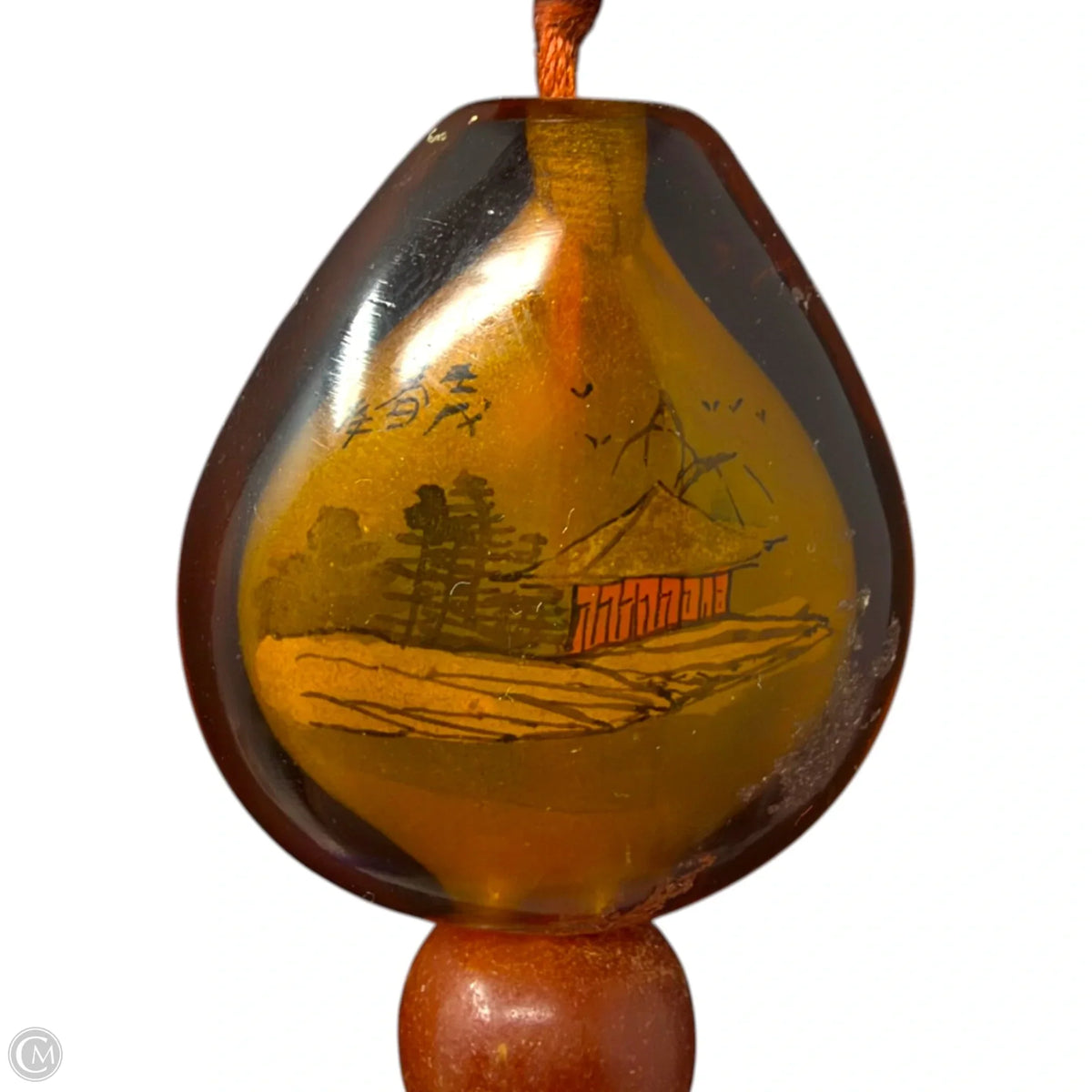 Carved Amber Beaded Necklace