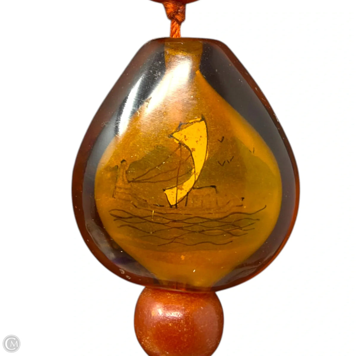 Carved Amber Beaded Necklace