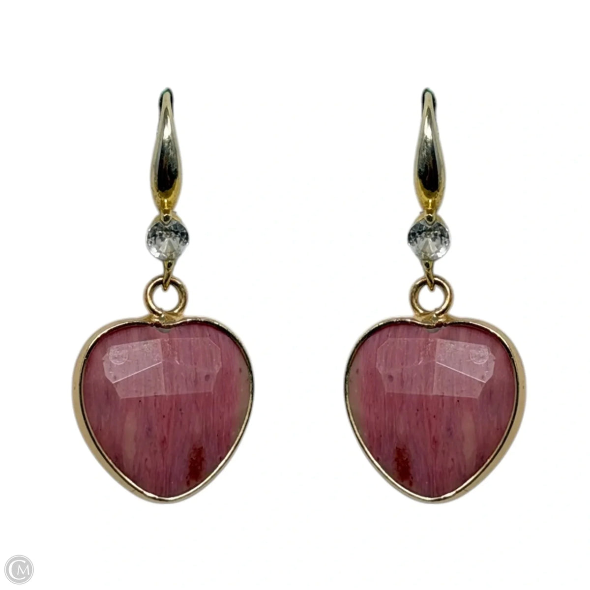Rhodochrosite Heart Sterling Silver Dangle Earrings
