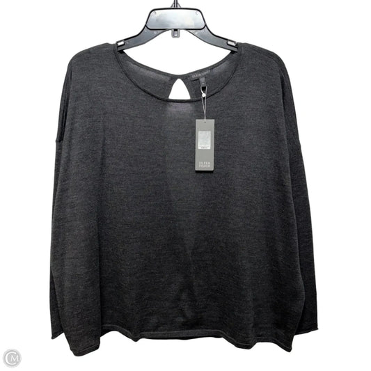 Open Back Merino Sweater By Eileen Fisher In Grey, Size: Xl