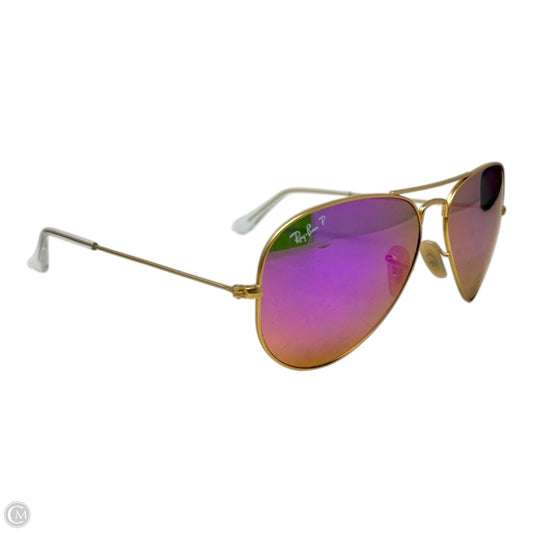 Polarizer Aviator Metal Frame Sunglasses Designer By Ray Ban, Size: