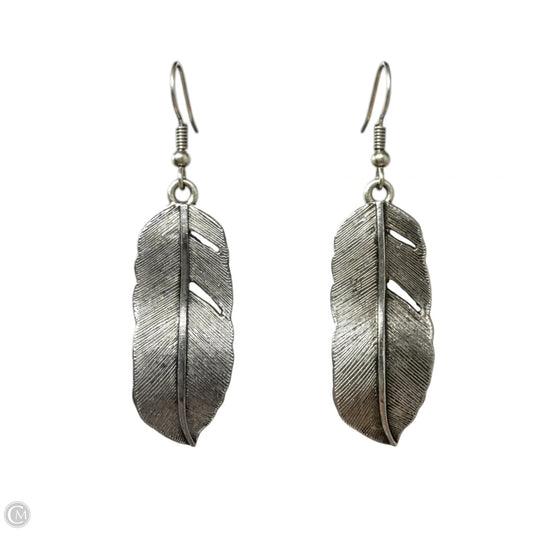 Silver Tone Feather Dangle Earrings