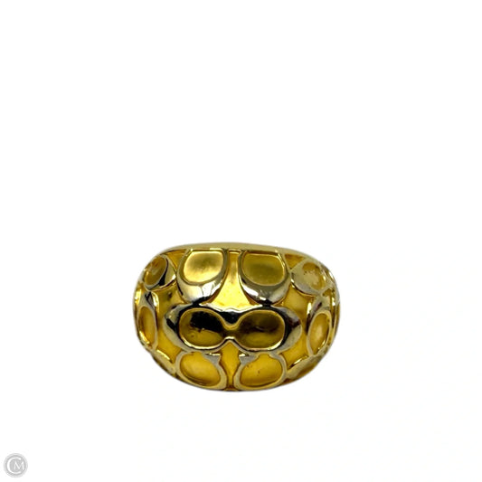 Quilted C Domed Band Ring Designer By Coach, Size: 8